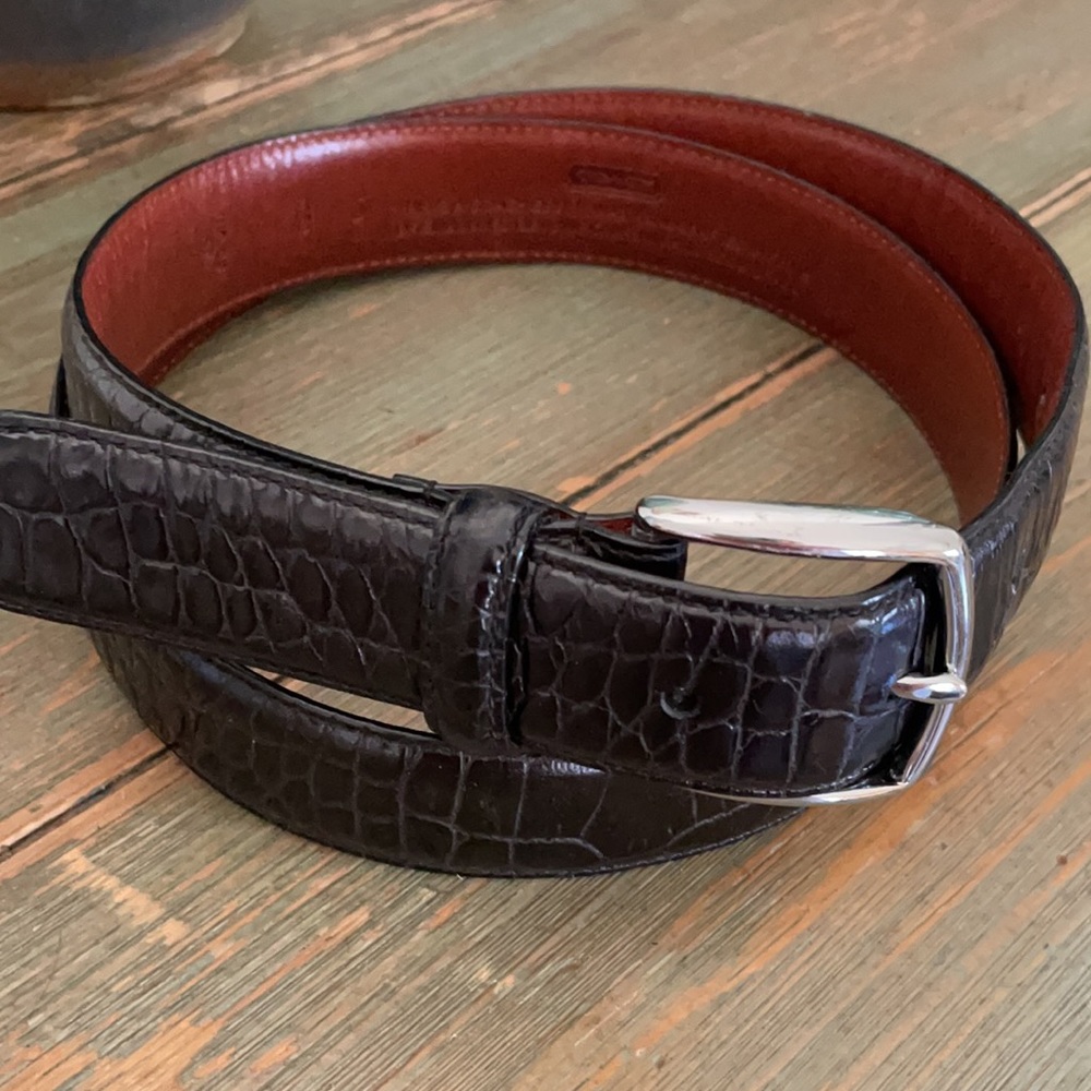 Coach Men’s Crocodile Print Calfskin Belt Size 34